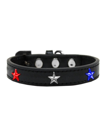 Red, White and Blue Stars Widget Dog Collar Black Size 10