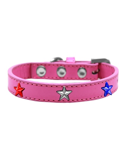 Red, White and Blue Stars Widget Dog Collar Bright Pink Size 10