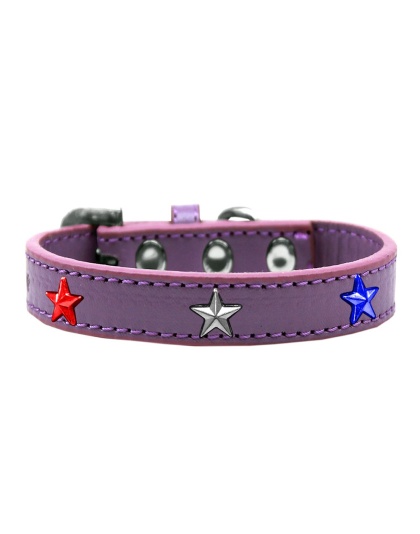 Red, White and Blue Stars Widget Dog Collar Lavender Size 10