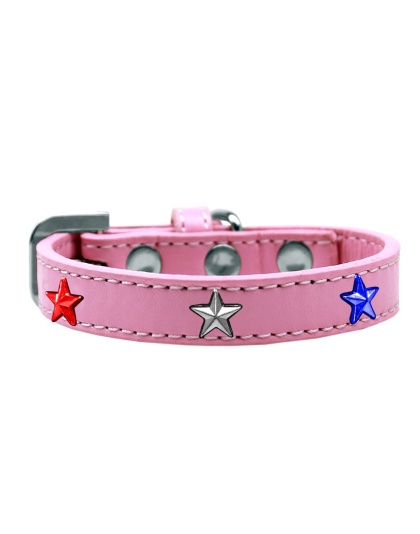 Red, White and Blue Stars Widget Dog Collar Light Pink Size 10