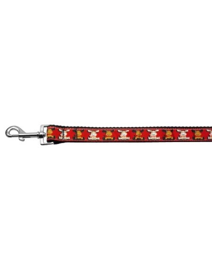 Reindeer Nylon Ribbon Collars 1 wide 4ft Leash