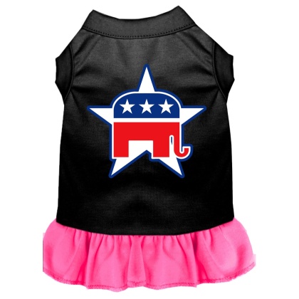 Republican Screen Print Dress Black with Bright Pink Lg