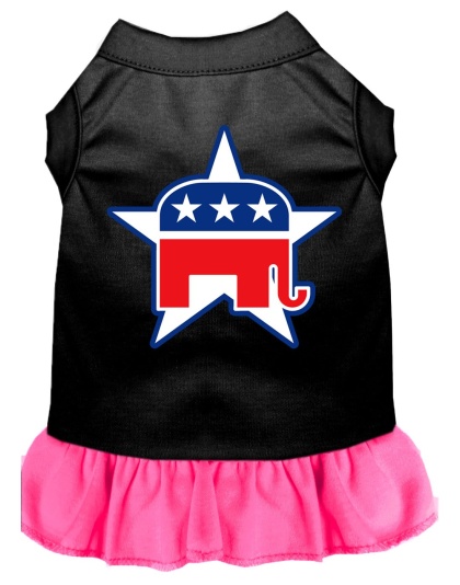 Republican Screen Print Dress Black with Bright Pink Lg