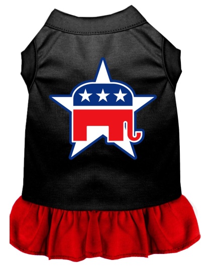 Republican Screen Print Dress Black with Red Lg