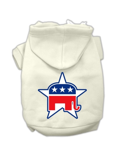 Republican Screen Print Pet Hoodies Cream Size Lg