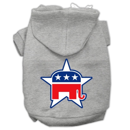 Republican Screen Print Pet Hoodies Grey Size Lg