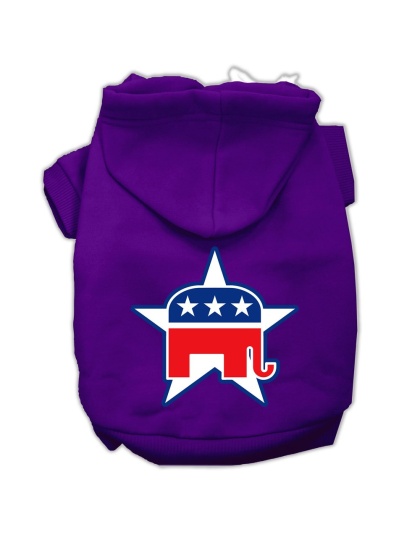 Republican Screen Print Pet Hoodies Purple Size Lg