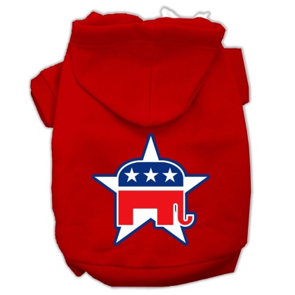 Republican Screen Print Pet Hoodies Red Size Lg