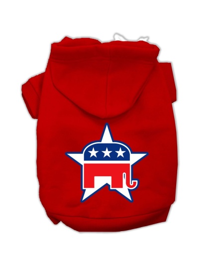 Republican Screen Print Pet Hoodies Red Size Lg