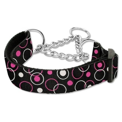 Retro Nylon Ribbon Collar Martingale Black Large