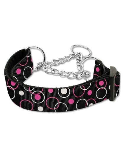 Retro Nylon Ribbon Collar Martingale Black Large