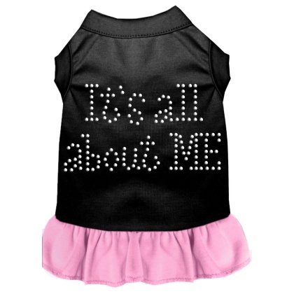 Rhinestone All About me Dress Black with Light Pink Lg