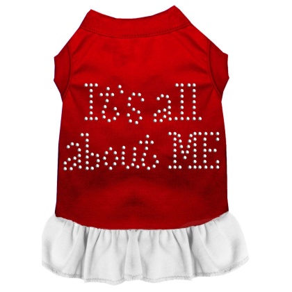 Rhinestone All About me Dress Red with White Lg