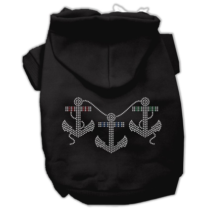 Rhinestone Anchors Hoodies Black L