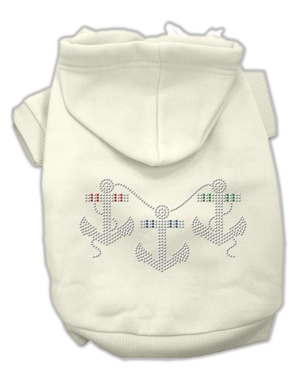 Rhinestone Anchors Hoodies Cream L