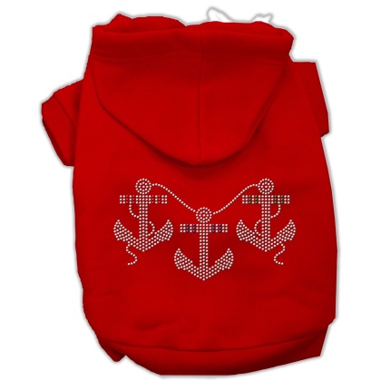 Rhinestone Anchors Hoodies Red L