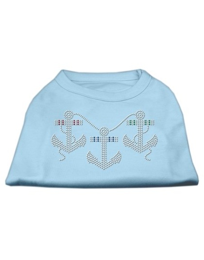 Rhinestone Anchors Shirts Baby Blue L