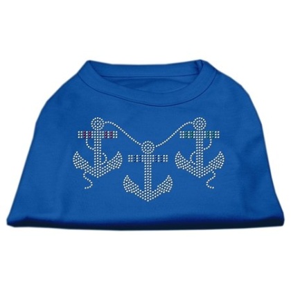 Rhinestone Anchors Shirts Blue Lg