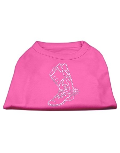 Rhinestone Boot Shirts Bright Pink L