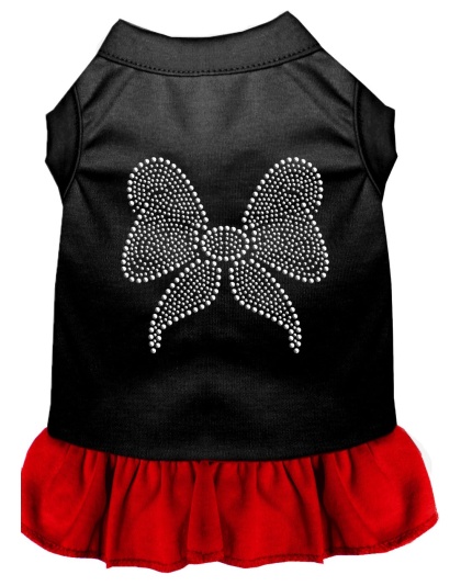 Rhinestone Bow Dresses Black with Red Lg