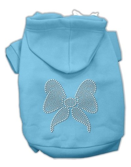 Rhinestone Bow Hoodies Baby Blue L