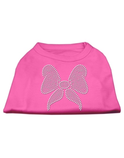 Rhinestone Bow Shirts Bright Pink L