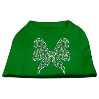 Rhinestone Bow Shirts Emerald Green Lg