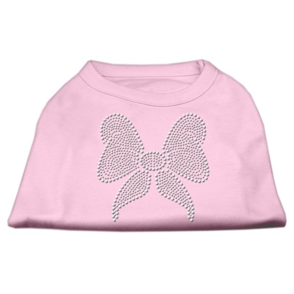 Rhinestone Bow Shirts Light Pink L