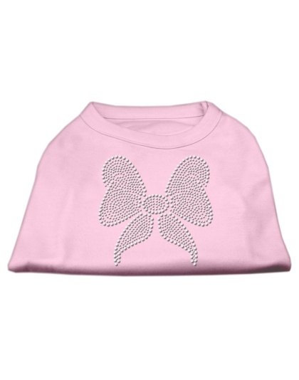 Rhinestone Bow Shirts Light Pink L