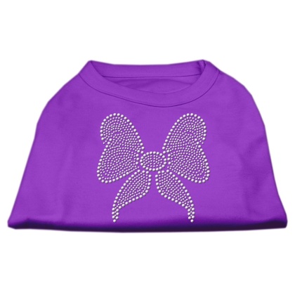 Rhinestone Bow Shirts Purple L