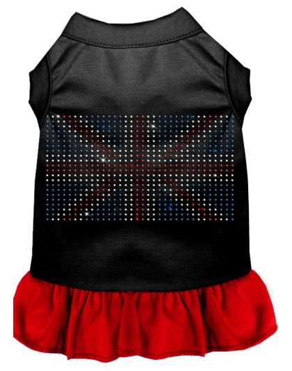 Rhinestone British Flag Dress Black with Red Lg