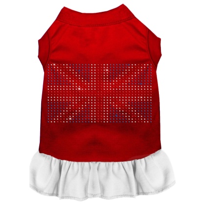 Rhinestone British Flag Dress Red with White Lg