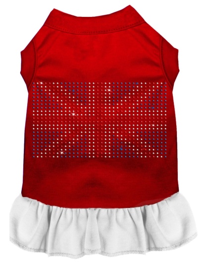 Rhinestone British Flag Dress Red with White Lg