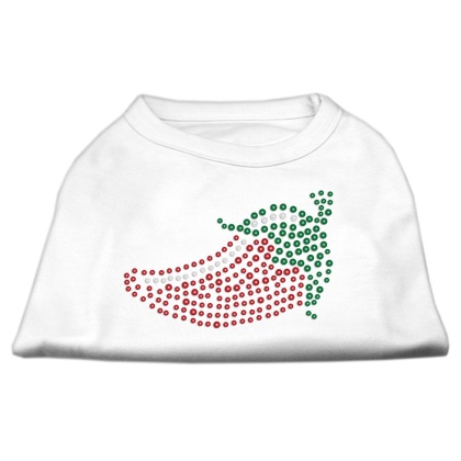 Rhinestone Chili Pepper Shirts White L