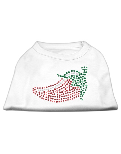 Rhinestone Chili Pepper Shirts White L