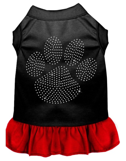 Rhinestone Clear Paw Dress Black with Red Lg