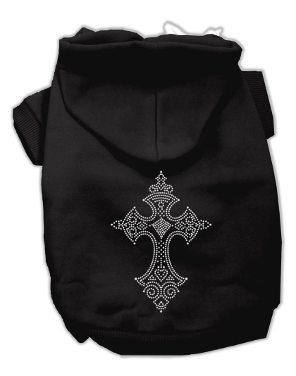 Rhinestone Cross Hoodies Black L