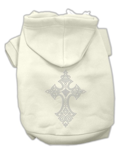 Rhinestone Cross Hoodies Cream L