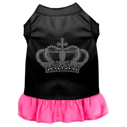 Rhinestone Crown Dress Black with Bright Pink Lg