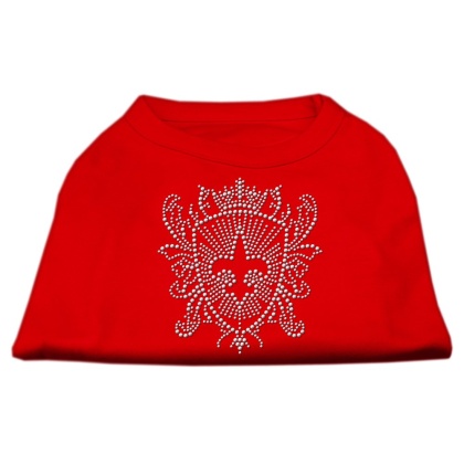 Rhinestone Fleur De Lis Shield Shirts Red L