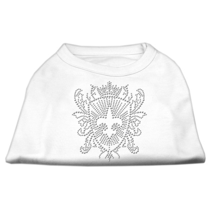 Rhinestone Fleur De Lis Shield Shirts White L