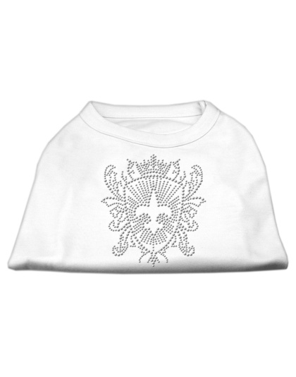 Rhinestone Fleur De Lis Shield Shirts White L