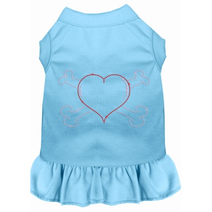 Rhinestone Heart and crossbones Dress Baby Blue 4X