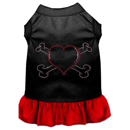 Rhinestone Heart and crossbones Dress Black with Red Lg