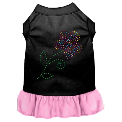 Rhinestone Multi Flower Dress Black with Light Pink Lg