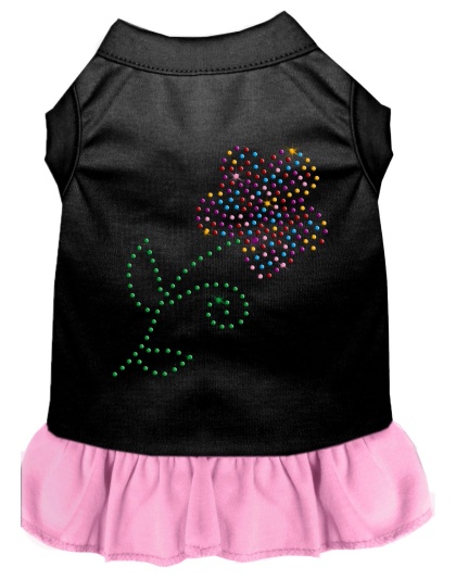 Rhinestone Multi Flower Dress Black with Light Pink Lg