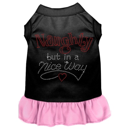Rhinestone Naughty but in a nice way Dress Black with Light Pink Lg