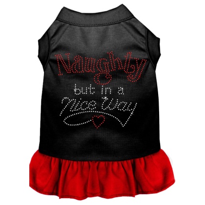 Rhinestone Naughty but in a nice way Dress Black with Red Lg