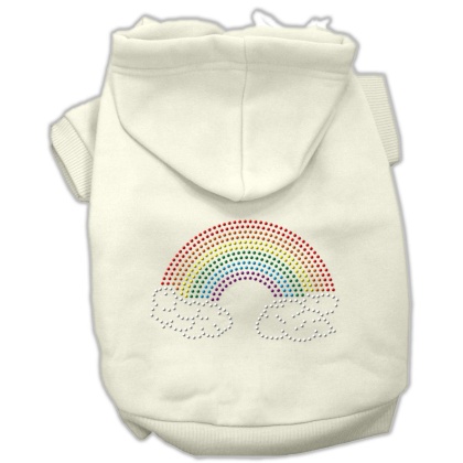 Rhinestone Rainbow Hoodies Cream L