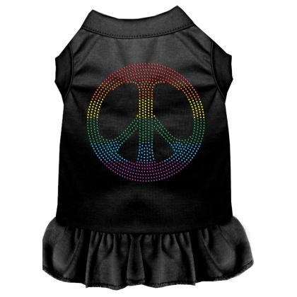 Rhinestone Rainbow Peace Dress Black 4X